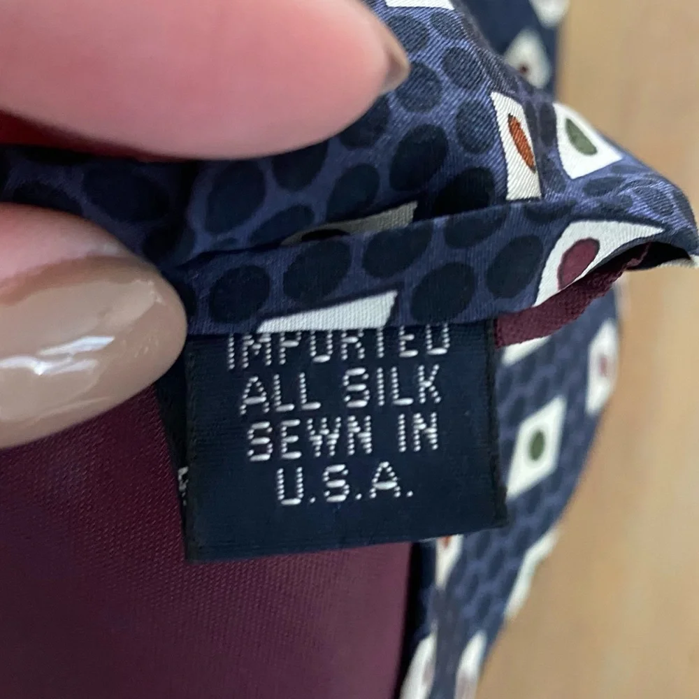Men's Navy Patterned Robert Stewart Silk Tie
